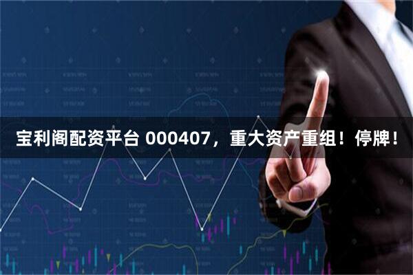 宝利阁配资平台 000407，重大资产重组！停牌！