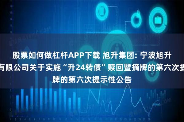 股票如何做杠杆APP下载 旭升集团: 宁波旭升集团股份有限公司关于实施“升24转债”赎回暨摘牌的第六次提示性公告