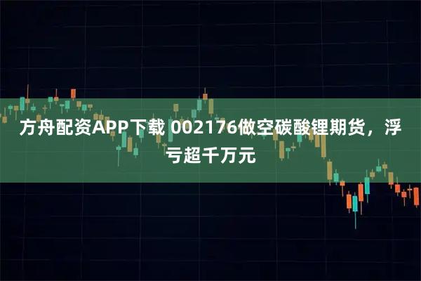 方舟配资APP下载 002176做空碳酸锂期货,浮亏超千万元