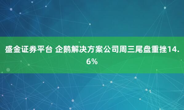 盛金证券平台 企鹅解决方案公司周三尾盘重挫14.6%